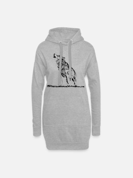 loup - Sweat-shirt à capuche long Femme - gris chiné