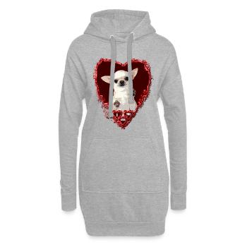 Maman ma mère aime les Chihuahuas saint valentin - Sweat-shirt à capuche long Femme - gris chiné - Devant