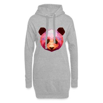 Panda rouge porcelaine mosaïque low poly - Sweat-shirt à capuche long Femme - gris chiné - Devant