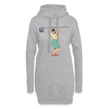 Putzfrau mit Reinigungmittel Vintage - Hoodie-Kleid - Grau meliert - Vorne