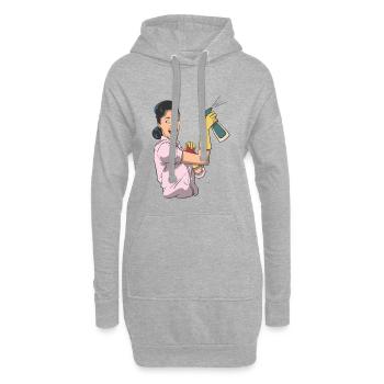 Putzfrau mit Reinigungmittel Vintage - Hoodie-Kleid - Grau meliert - Vorne