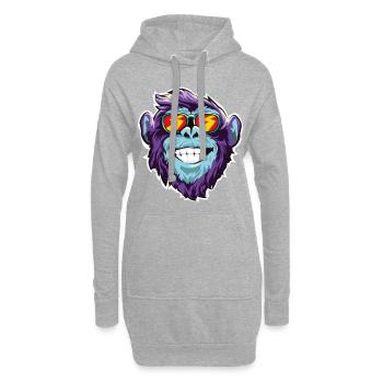 Lunettes de soleil tête de singe - Sweat-shirt à capuche long Femme - gris chiné - Devant