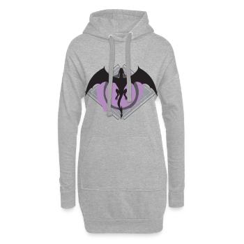 Schwarzer Drache - Hoodie-Kleid - Grau meliert - Vorne