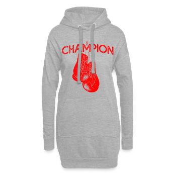 Boxen Sieger Spruch Boxhandschuhe - Hoodie-Kleid - Grau meliert - Vorne
