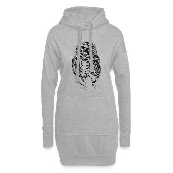 hibou - Sweat-shirt à capuche long Femme - gris chiné - Devant
