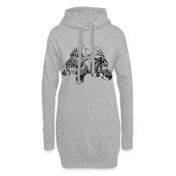 tortue - Sweat-shirt à capuche long Femme - gris chiné - Devant