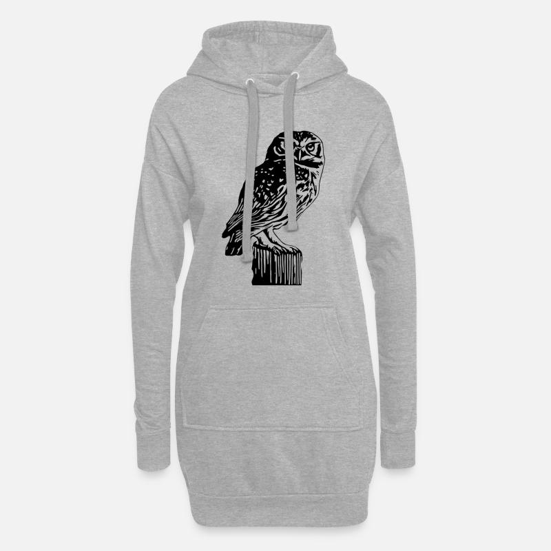 Eule - Hoodie-Kleid - Grau meliert