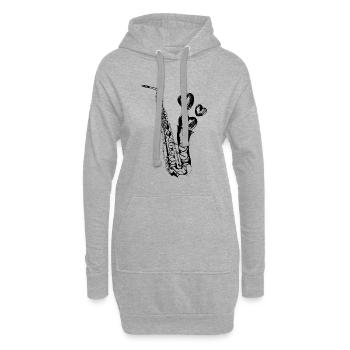Saxophon - Hoodie-Kleid - Grau meliert - Vorne