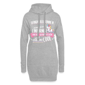 Handball Handballer Handballspieler Einhorn Spruch - Hoodie-Kleid - Grau meliert - Vorne