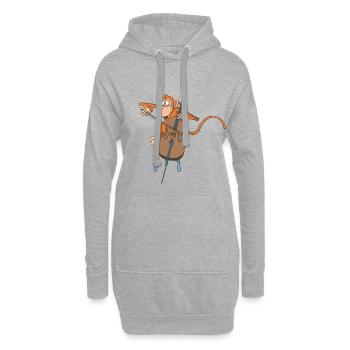 Singe joue du violoncelle - Sweat-shirt à capuche long Femme - gris chiné - Devant