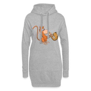 Singe joue du saxophone - Sweat-shirt à capuche long Femme - gris chiné - Devant