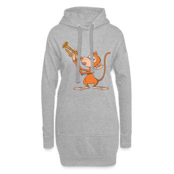 Le singe joue de la trompette - Sweat-shirt à capuche long Femme - gris chiné - Devant