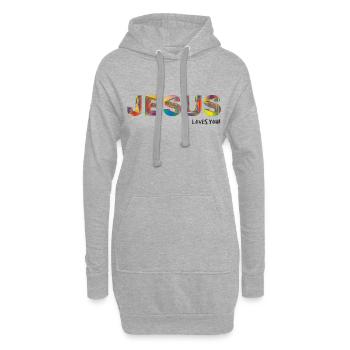 Jesus liebt dich - Hoodie-Kleid - Grau meliert - Vorne