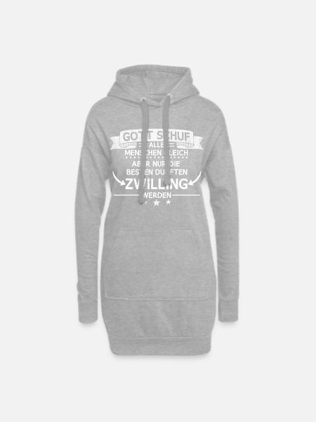 Zwilling Zwillinge Familie Geschwister Spruch - Hoodie-Kleid - Grau meliert