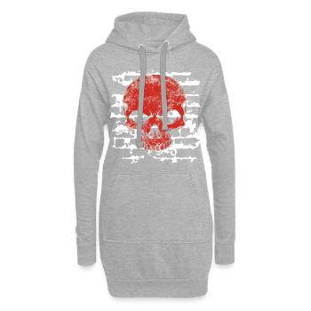 Crâne - Sweat-shirt à capuche long Femme - gris chiné - Devant