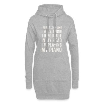 Dans ma tête, je joue de mon piano - Sweat-shirt à capuche long Femme - gris chiné - Devant