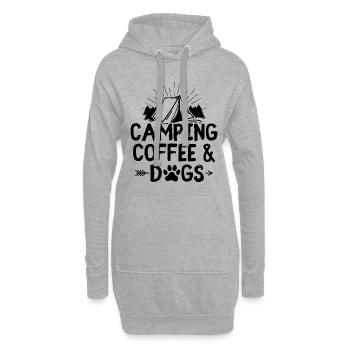 Camping Kaffee Hunde | Camper Campen Geschenkideen - Hoodie-Kleid - Grau meliert - Vorne