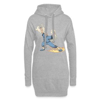 Fantaisie moine combattant kick kick - Sweat-shirt à capuche long Femme - gris chiné - Devant