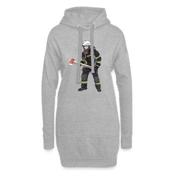 Pompier dans l'équipement - Sweat-shirt à capuche long Femme - gris chiné - Devant