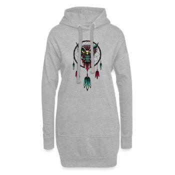 Eule - Hoodie-Kleid - Grau meliert - Vorne