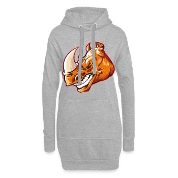 Tête de rhinocéros - Sweat-shirt à capuche long Femme - gris chiné - Devant