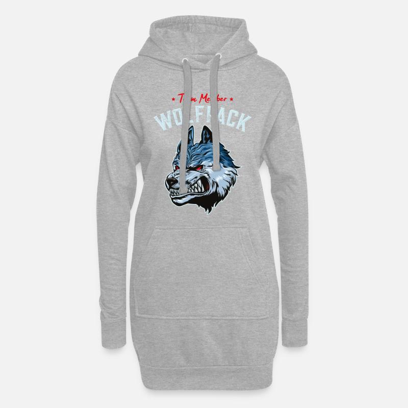 wolf wolfpack team - Hoodie Dress - heather grey