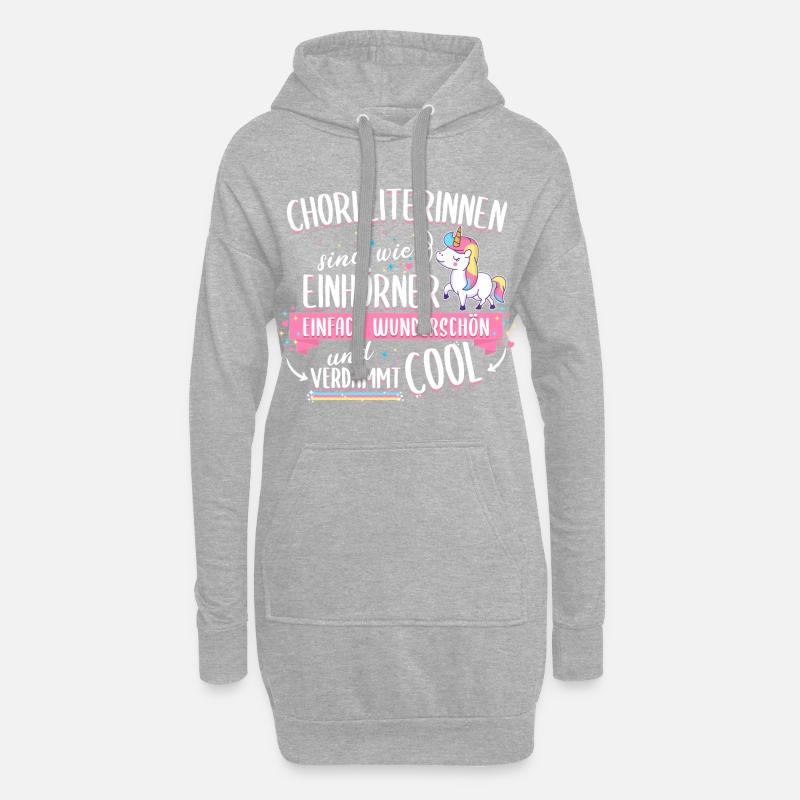 Chorleiter Chorleiterin Chor Einhorn Spruch - Hoodie-Kleid - Grau meliert