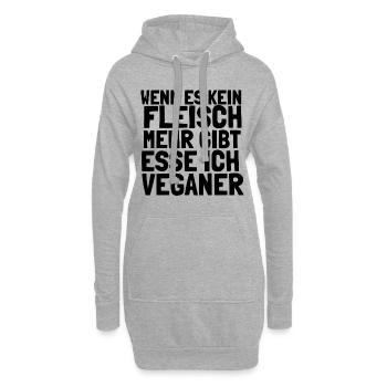 Wenn es kein Fleisch mehr gibt esse ich Veganer - Hoodie-Kleid - Grau meliert - Vorne