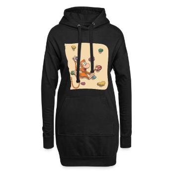 Affe beim Bouldern - Hoodie-Kleid - Schwarz - Vorne