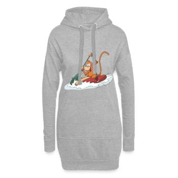 Singe en canoë - Sweat-shirt à capuche long Femme - gris chiné - Devant