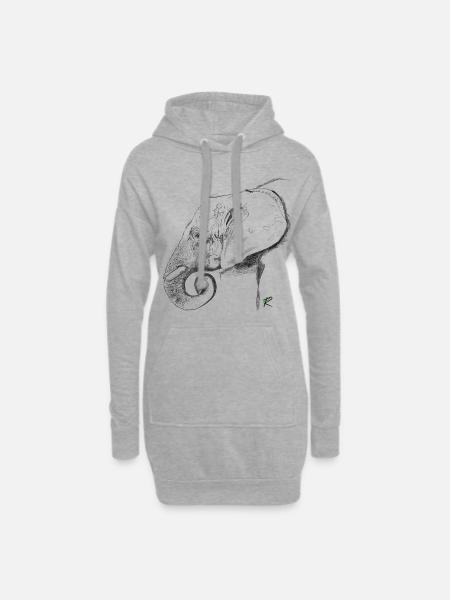 éléphant - Sweat-shirt à capuche long Femme - gris chiné