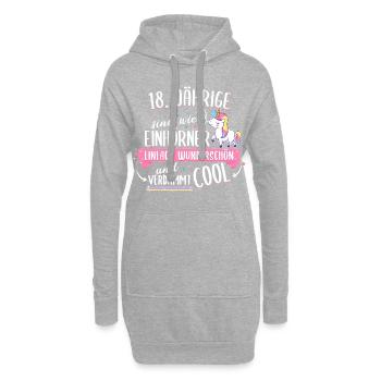 Geburtstag 18 Geburtstag Einhorn Spruch Party - Hoodie-Kleid - Grau meliert - Vorne
