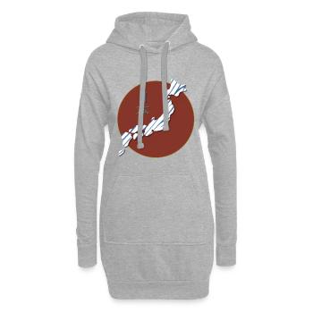 Shibori Indigo - Japan Kanji Roter Kreis Design - Hoodie-Kleid - Grau meliert - Vorne