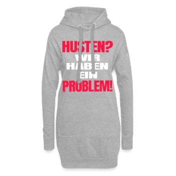 Husten?Wir haben ein Problem! Corona Spruch lustig - Hoodie-Kleid - Grau meliert - Vorne