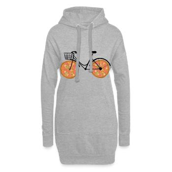 Pizza and Cycling - Hoodie-Kleid - Grau meliert - Vorne