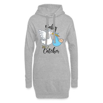 Cigogne sage-femme | Cadeau de profession d'accoucheuse - Sweat-shirt à capuche long Femme - gris chiné - Devant