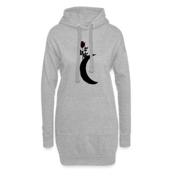 Croissant de rose - Sweat-shirt à capuche long Femme - gris chiné - Devant