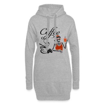 Tasse à café squelette café café - Sweat-shirt à capuche long Femme - gris chiné - Devant