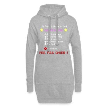conte de fee - Sweat-shirt à capuche long Femme - gris chiné - Devant