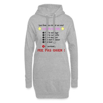 conte de fee - Sweat-shirt à capuche long Femme - gris chiné - Devant