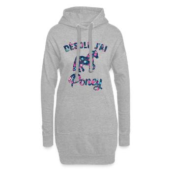 désolé j'ai poney - Sweat-shirt à capuche long Femme - gris chiné - Devant