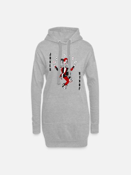 Joker Joggling Card - Hoodie-Kleid - Grau meliert