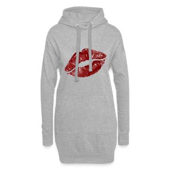 Baiser la bouche rouge comme une fête des mères, cadeau d'anniversaire - Sweat-shirt à capuche long Femme - gris chiné - Devant