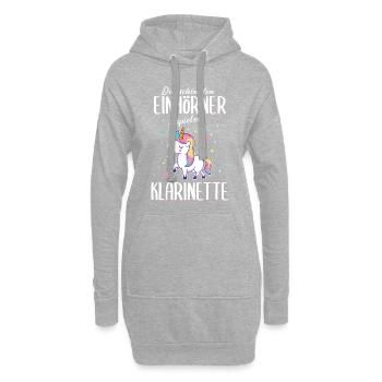 Klarinette Klarinettistin Einhorn Spruch Musik - Hoodie-Kleid - Grau meliert - Vorne