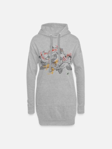 Couleur carpe koi - Sweat-shirt à capuche long Femme - gris chiné