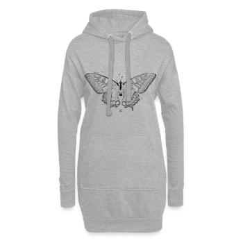 papillon - Sweat-shirt à capuche long Femme - gris chiné - Devant