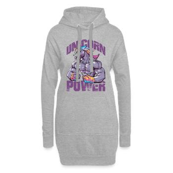 Einhorn Power Fitness - Hoodie-Kleid - Grau meliert - Vorne
