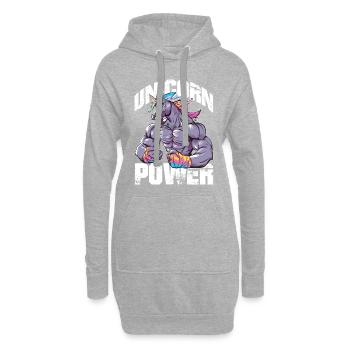 Einhorn Power Fitness - Hoodie-Kleid - Grau meliert - Vorne