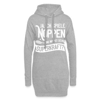 Ja ich spiele Noppen und was ist deine Superkraft? - Hoodie-Kleid - Grau meliert - Vorne
