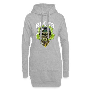 biker totenkopf motorrad - Hoodie-Kleid - Grau meliert - Vorne